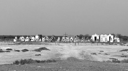 Cemetery against clear sky