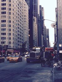 View of city street and buildings