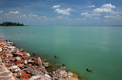 Scenic view of lake against sky