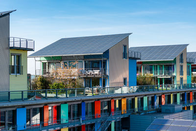 Low angle view of buildings against sky