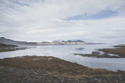 Scenic view of lake against sky