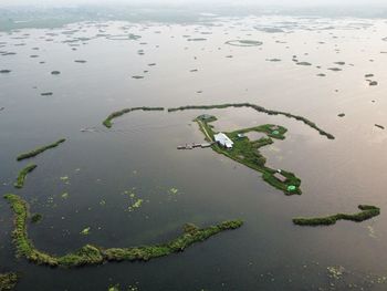 High angle view of floating islands