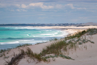 Scenic view of beach against sky