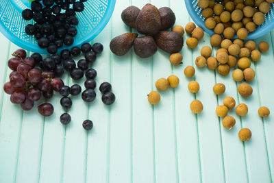 High angle view of fruits on table