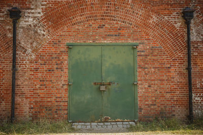 Closed door of abandoned building