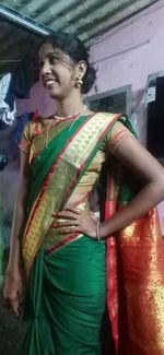 Happy woman looking at camera