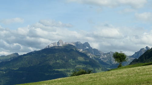 Scenic view of mountains against sky