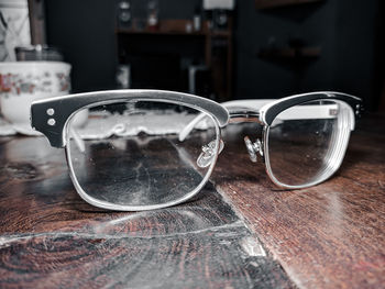 Close-up of sunglasses on table