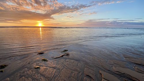 Scenic view of sea during sunset