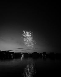 Firework display at night