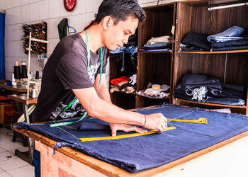 Man working on table