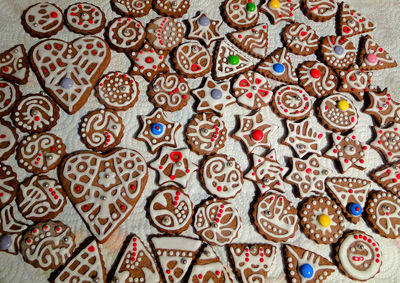 Directly above shot of cookies on table