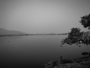 Scenic view of lake against clear sky