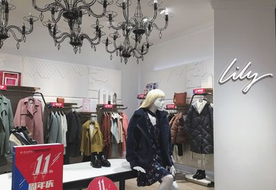 Clothes hanging in store