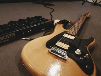 High angle view of guitar