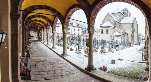 Ancient collegiate church of san candido. atmosphere of pure religiosity. cemetery