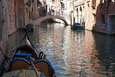 Arch bridge over canal in city