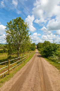 Dirt road in the country with a power line