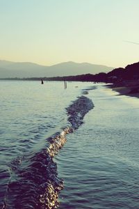 Scenic view of sea against clear sky