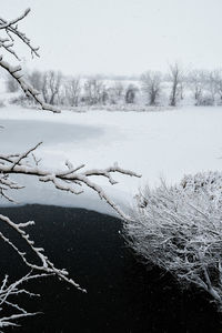 Scenic view of frozen lake against sky