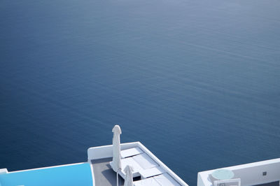 High angle view of white boat in sea