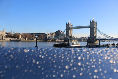 Bridge over river against clear sky