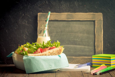 Fruits and vegetables on cutting board