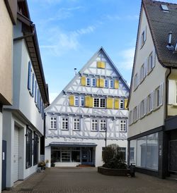 Low angle view of buildings in town