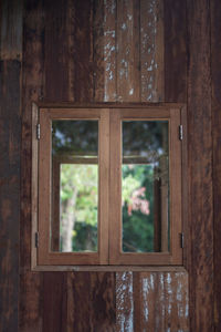 Close-up of window in old building