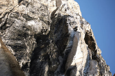 Low angle view of rock formation against sky