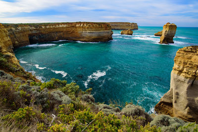 Rock formations in sea