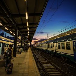 Train on railroad station platform
