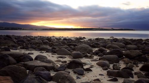 Scenic view of sea at sunset