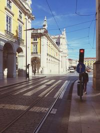 Railroad tracks in city