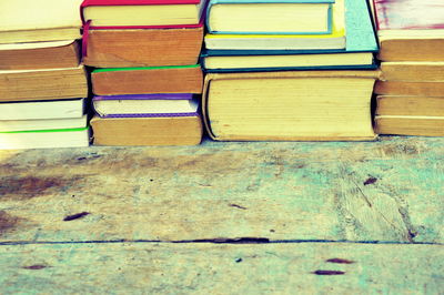 Stack of books on shelf