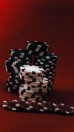 Close-up of coins on table