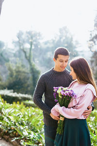 Portrait of happy young couple