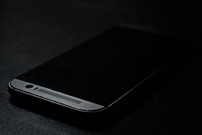 Close-up of smart phone on table