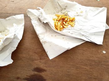 High angle view of bread on table