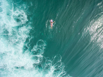 High angle view of person in sea