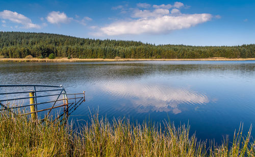 Scenic view of lake against cloudy sky