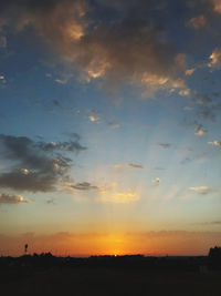 Scenic view of silhouette landscape against sky during sunset