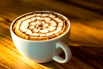 High angle view of coffee on table