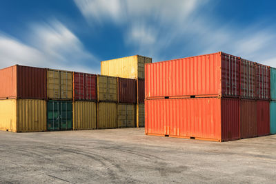 Cargo containers against sky