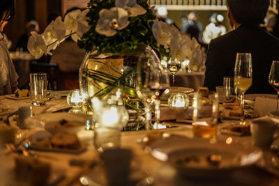 Close-up of wine glass on table in restaurant