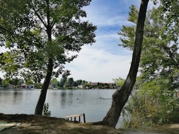 Scenic view of lake against sky