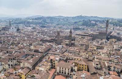 High angle view of townscape against sky