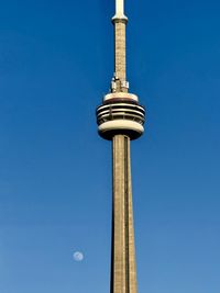 Low angle view of building against clear blue sky