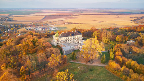 High angle view of trees during autumn