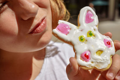 Close-up of woman holding ice cream